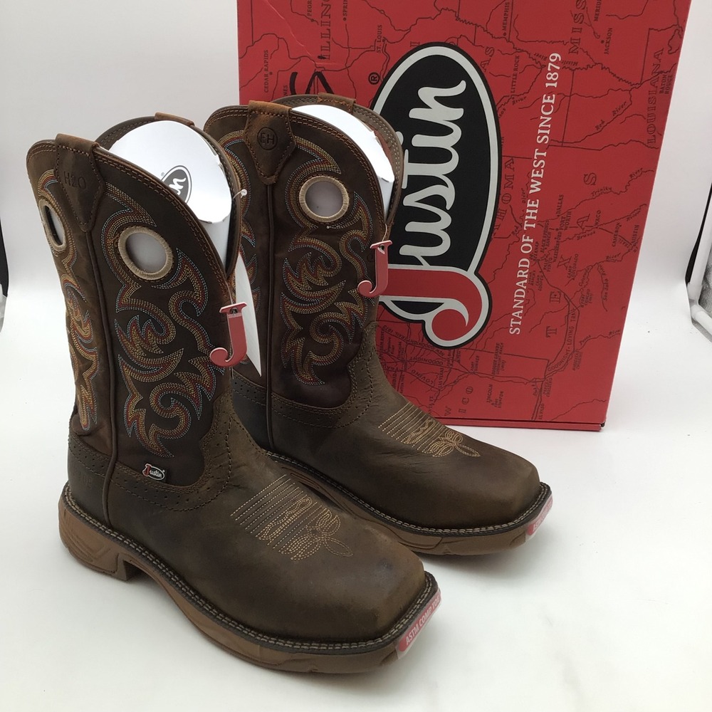 Justin SE4341 Mens Rush Peanut Tan Waterproof Composite Toe Boots Size 7.5 D NEW